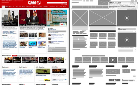CNN International - Original vs. Wirify wireframe